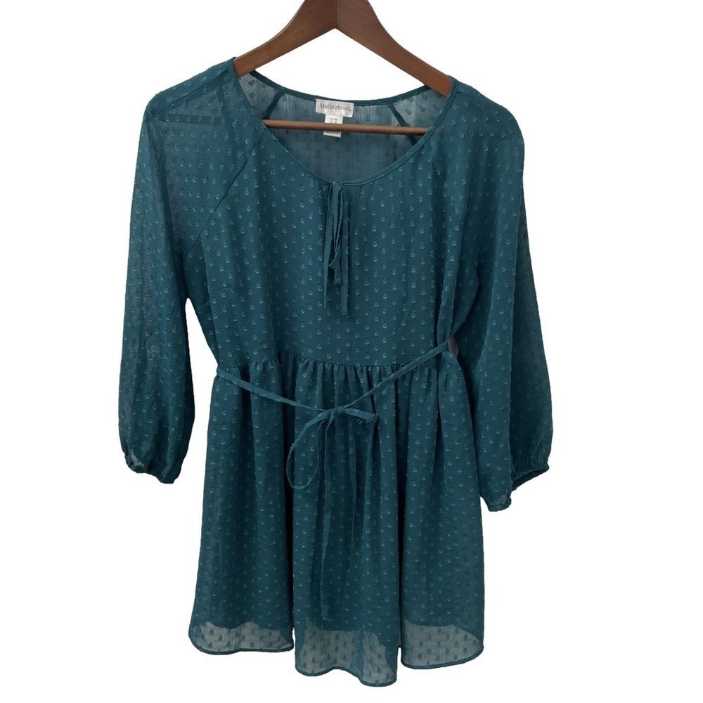 Motherhood Maternity Blouse Green Long Sleeve Flowy Women’s Size XS